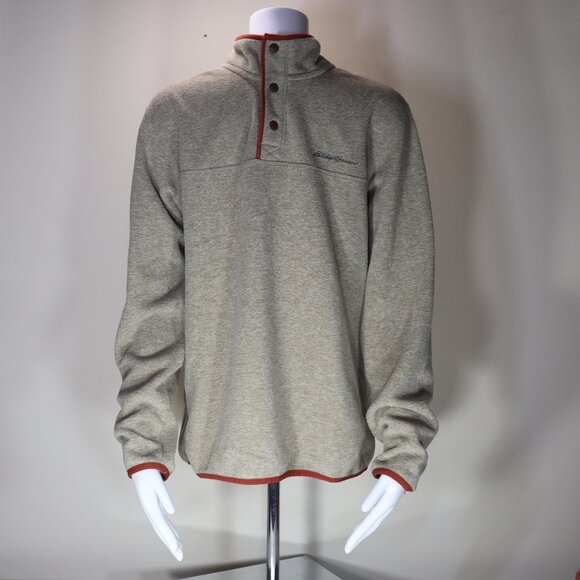 Eddie Bauer Tan Quarter Button Fleece Small - Picture 1 of 10